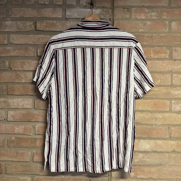 Denim & Flower Ricky Singh Men’s Large Striped Button Up Short Sleeve - Picture 2 of 5